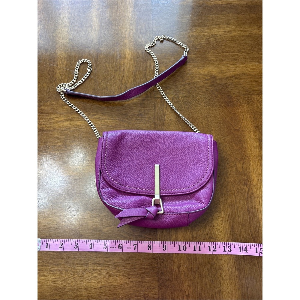 Vera Bradley Small Leather Crossbody Purse Fuchsia Berry Pink Gold Accent
